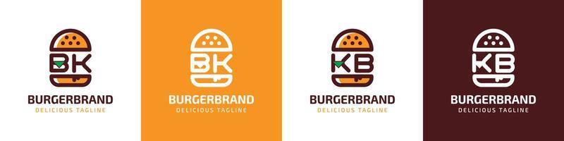 letra bk y kb hamburguesa logo, adecuado para ninguna negocio relacionado a hamburguesa con bk o kb iniciales. vector