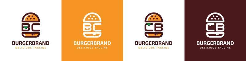 Letter BC and CB Burger Logo, suitable for any business related to burger with BC or CB initials. vector