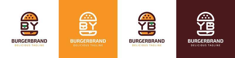 letra por y yb hamburguesa logo, adecuado para ninguna negocio relacionado a hamburguesa con por o yb iniciales. vector