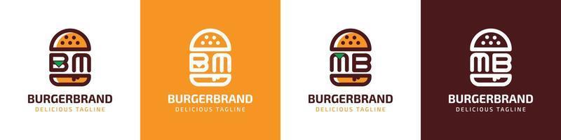 letra bm y megabyte hamburguesa logo, adecuado para ninguna negocio relacionado a hamburguesa con bm o megabyte iniciales. vector