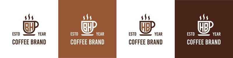 letra bh y media pensión café logo, adecuado para ninguna negocio relacionado a café, té, o otro con bh o media pensión iniciales. vector