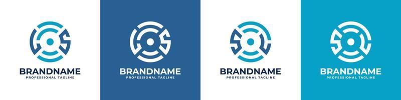 Letter LS or SL Global Technology Monogram Logo, suitable for any business with LS or SL initials. vector