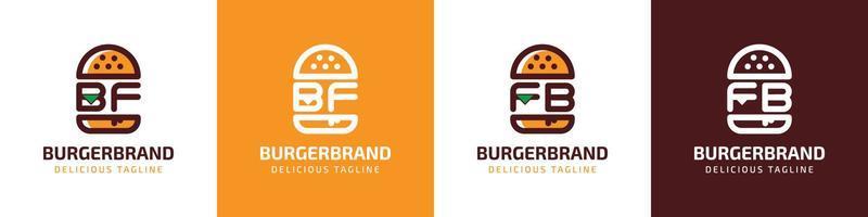 letra bf y pensión completa hamburguesa logo, adecuado para ninguna negocio relacionado a hamburguesa con bf o pensión completa iniciales. vector