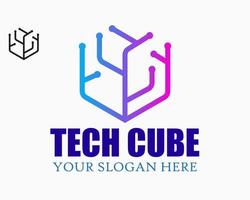 tech cube logo design template. modern style design. technology illustration vector