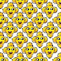 Seamless pattern of cute smile sun flowers cartoon characters on white background vector