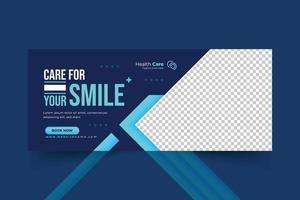 Dentist and dental care social media cover design with modern shape or web banner design for dental care business vector