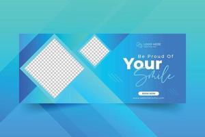 Dental care web banner and social media cover design template vector