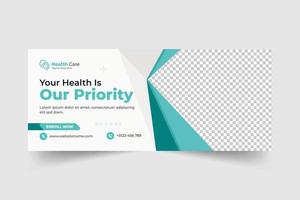 Medical web care banner and social media cover design template vector