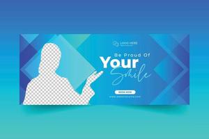 Dentist and dental care web banner and social media cover design template vector