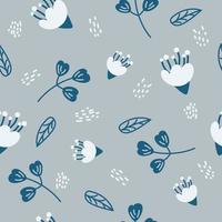 seamless gray pattern with white flowers vector