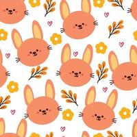 seamless pattern cartoon bunny and flower. cute animal wallpaper for textile, gift wrap paper vector