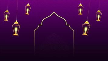 Ramadan Mubarak and Eid Mubarak Animated Motion Graphics with Moon and Islamic Background. There is a space on design for your message text and logo video