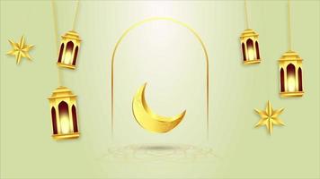 Ramadan Mubarak und eid Mubarak animiert Bewegung Grafik mit Mond und islamisch Hintergrund. Dort ist ein Raum auf Design zum Ihre Botschaft Text und Logo video