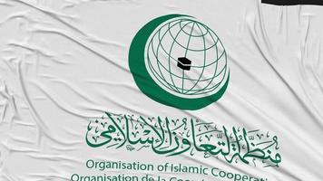 organisation de islamique coopération, oic drapeau tissu enlever de filtrer, introduction, 3d le rendu, chrominance clé, luma mat video