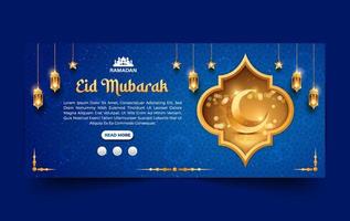 Eid Mubarak beautiful social media timeline Banner template design. vector
