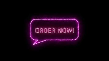 ORDER NOW Neon red Fluorescent Text Animation light pink frame on black background video