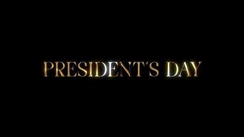 presidentes día texto animación con dorado textura video