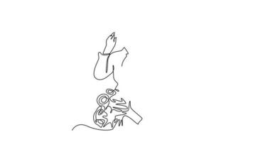 auto desenhando animação do 1 solteiro linha desenhar feliz mulher acolhedor Primavera. Primavera conceito. cheio comprimento animação ilustração. Alto qualidade 4k imagens de vídeo. video