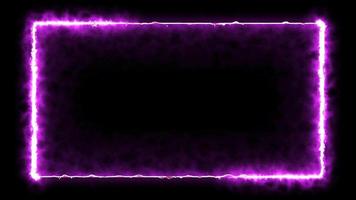 viola fuoco effetto telaio animazione. ripetizione di ardente fuoco effetto. fiamma rettangolo confine sfolgorante video