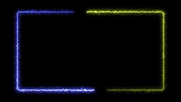 lumière effet Cadre Contexte. rectangulaire frontière avec bleu et Orange laser poutres. répéter animation. néon lumière effet isolé sur noir. sans couture 4k vidéos video