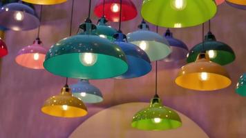 Different color bowl of lamp hanging video