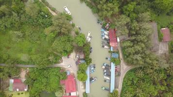 Aerial view Malays fishing village video