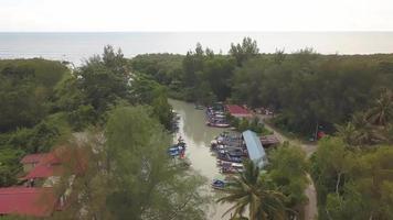 Aerial view fishing village video