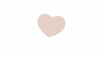 Animated beige heart flying around. Trendy love. Valentines day. Flat cartoon style element 4K video footage. Color illustration on white background with alpha channel transparency for animation