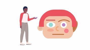 Animated identifying target client. Satisfying customer needs. Buyer persona. 2D cartoon flat character 4K video footage on white with alpha channel transparency. Concept animation for web design