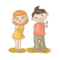 BOY GIRL LOVE Hand Drawn Cartoon Vector Illustration Set
