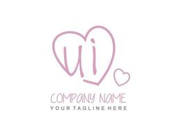 Initial UI with heart love logo template vector