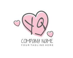 Initial YQ with heart love logo template vector