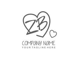 Initial ZB with heart love logo template vector