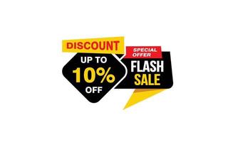 Oferta de venta flash del 10 por ciento, liquidación, diseño de banner de promoción con estilo de etiqueta. vector