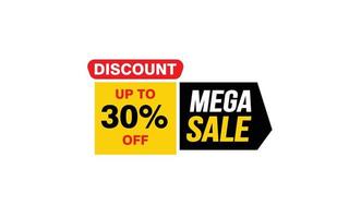 30 Percent MEGA SALE offer, clearance, promotion banner layout with sticker style. vector