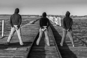 Geraldton antique wood railway jetty in West Australia photo