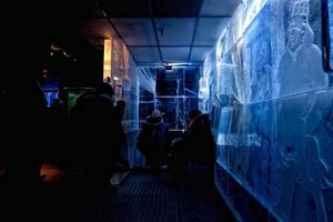 ice blocks glasses in a ice hotel bar pub photo