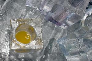 ice blocks glasses in a ice hotel bar pub photo