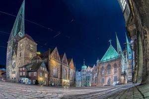 BREMEN, GERMANY - JANUARY, 4 2015 - old town illuminated in christmas time photo