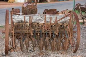 Old rusted antique tractor detail photo