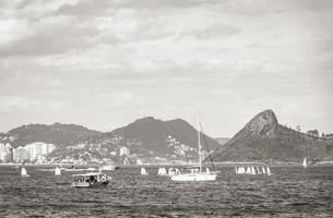 Landscape panorama coastline boats mountains Niteroi Rio de Janeiro Brazil. photo