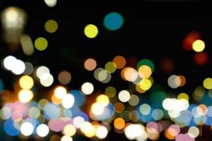 Abstract colorful bokeh and blurred reflection lighting on black background photo