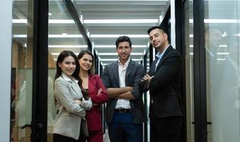 New business group person in the corridor of the conference room, Rehearse information to present results and new projects photo