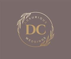 plantilla de logotipos de monograma de boda con letras iniciales dc, plantillas florales y minimalistas modernas dibujadas a mano para tarjetas de invitación, guardar la fecha, identidad elegante. vector