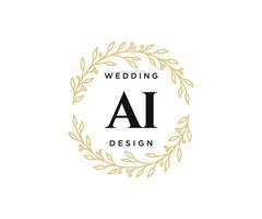 AI Initials letter Wedding monogram logos collection, hand drawn modern minimalistic and floral templates for Invitation cards, Save the Date, elegant identity for restaurant, boutique, cafe in vector