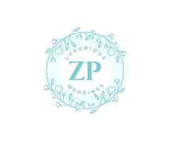 ZP Initials letter Wedding monogram logos template, hand drawn modern minimalistic and floral templates for Invitation cards, Save the Date, elegant identity. vector