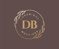 plantilla de logotipos de monograma de boda con letras iniciales db, plantillas florales y minimalistas modernas dibujadas a mano para tarjetas de invitación, guardar la fecha, identidad elegante. vector