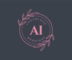 AI Initials letter Wedding monogram logos template, hand drawn modern minimalistic and floral templates for Invitation cards, Save the Date, elegant identity. vector