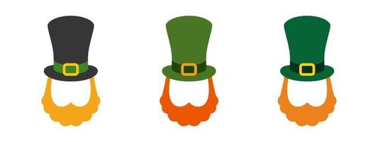 Leprechaun Hat with Beard in flat style isolated vector