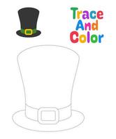 Leprechaun Hat tracing worksheet for kids vector